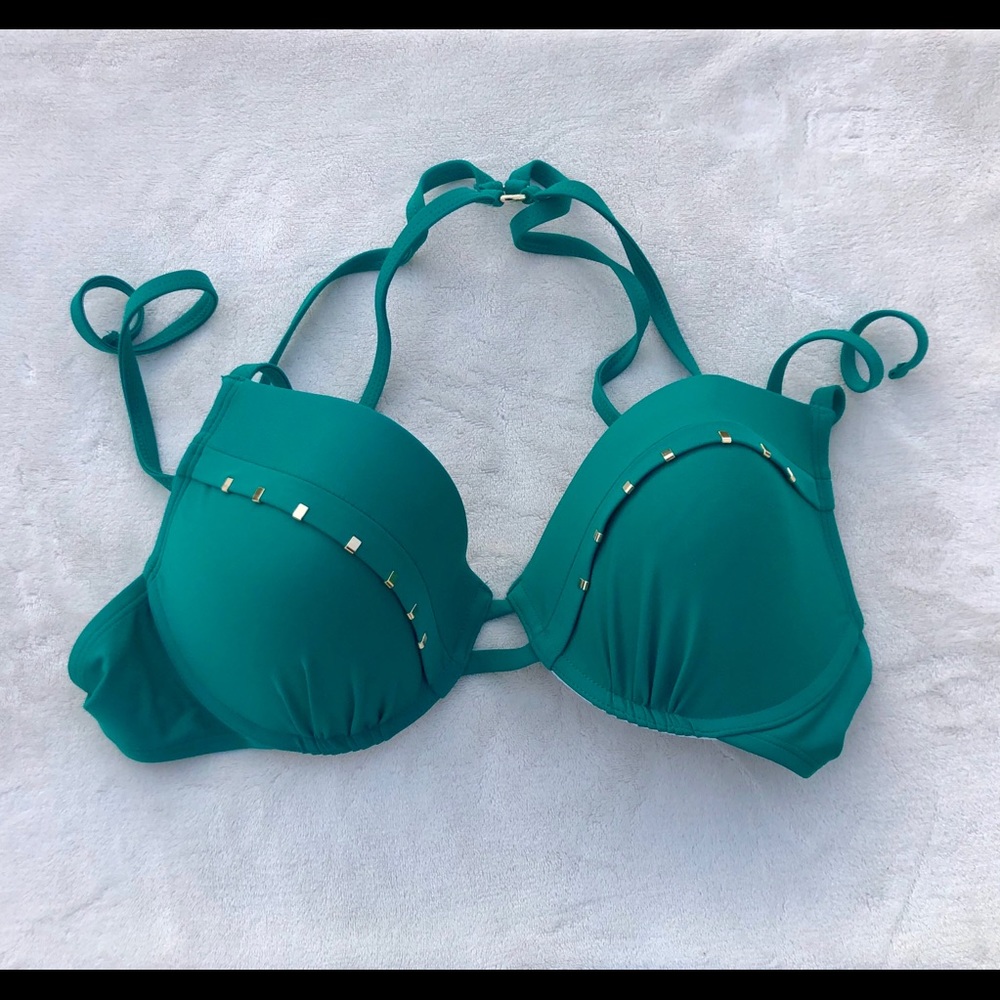 Time and Tru Padded Bikini Top XL Green Studded